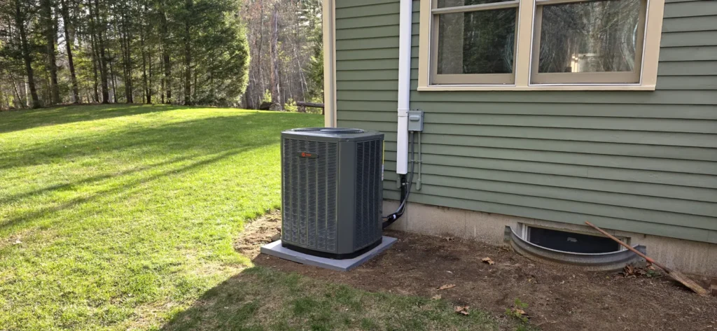 Air conditioner condenser in a side yard