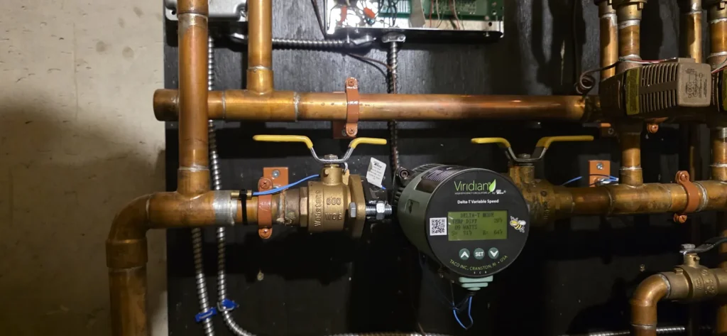 Boiler circulator pumps and copper piping