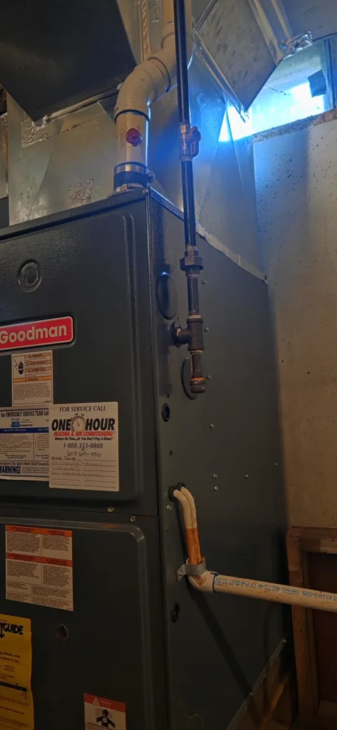 Gas furnace installed in a basement