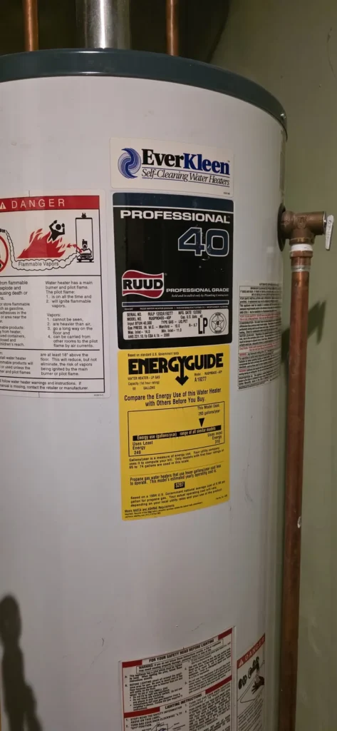 New 40-gallon gas tank water heater