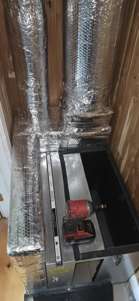 Insulated ductwork connected to a forced-air system