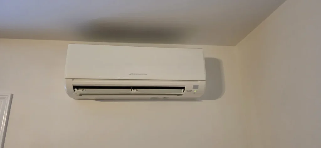Ductless mini-split indoor unit on a wall