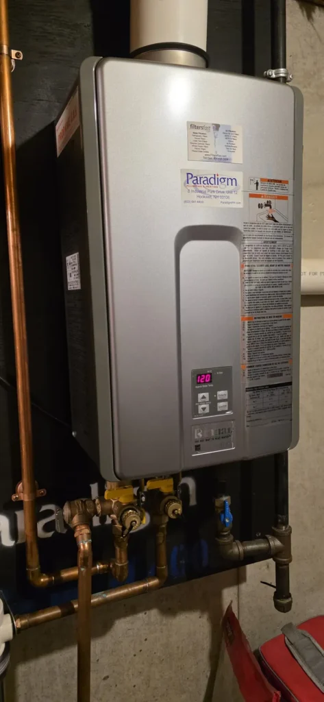 Wall-mounted tankless water heater installation