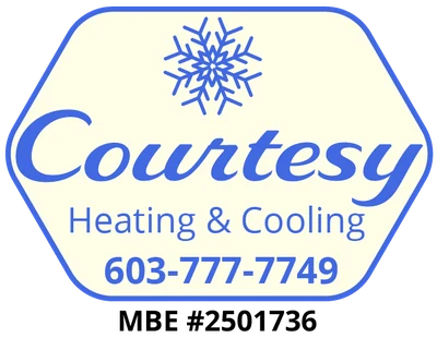 Courtesy Heating and Cooling logo with phone number and license